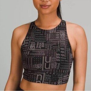 NWT Lululemon Energy Bra High Neck Long Line Size 2 Black and Gray